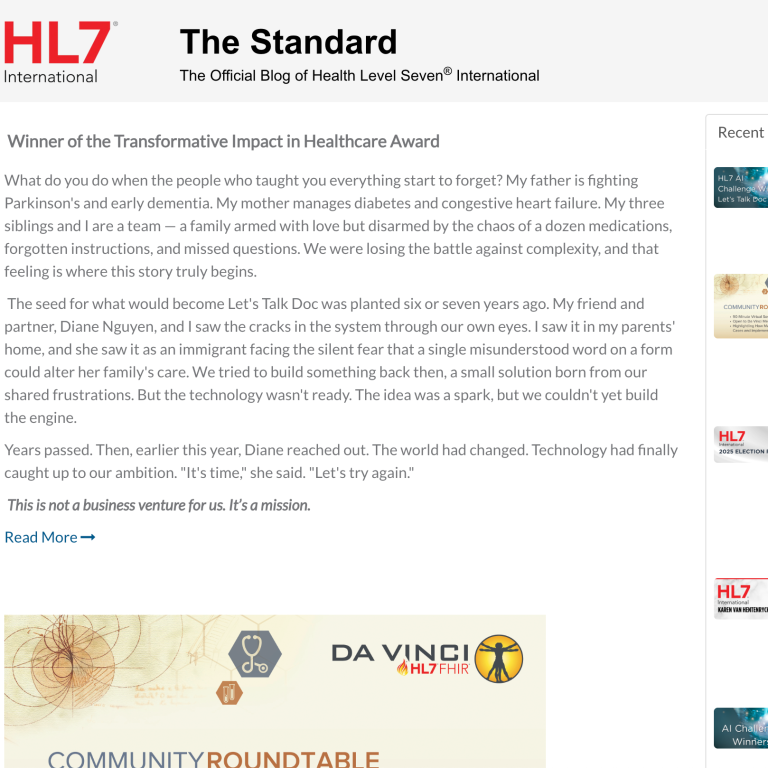 The Standard: The Official Blog of Health Level Seven International